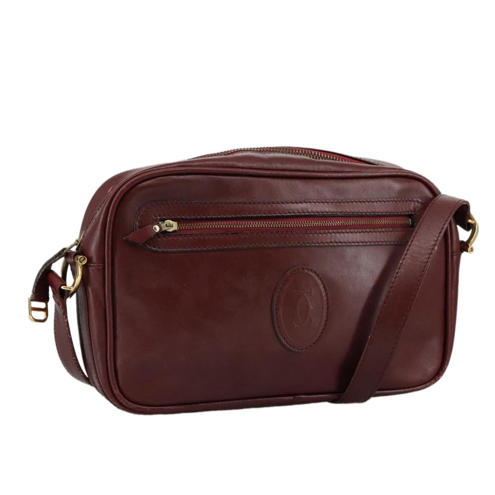 Cartier Must Line Shoulder Bag Leather Bordeaux Gold
